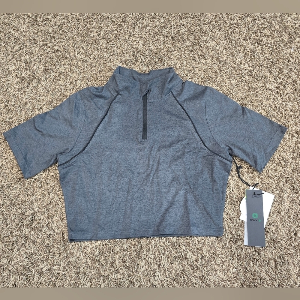 Mono B Womens 1/4 Zip Crop Top Size M NWT